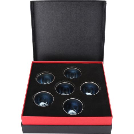 6-teiliges Set blauer Keramik-Teetassen, Wohnaccessoires für die Teezeremonie (1/5)