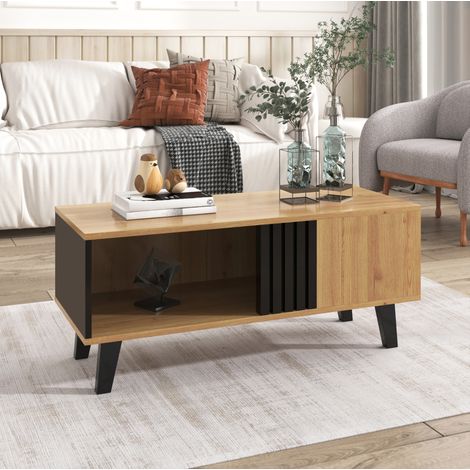Mesa centro con almacenaje vidrio y tablero 100 x 60 x 45 HAVRYA (1/5)