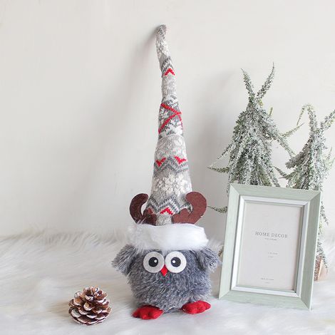 Niedliche Plüsch-Elfeneule, Eule mit langem Hut, Elfenspielzeug, Weihnachtsdekoration für Zuhause (1/5)