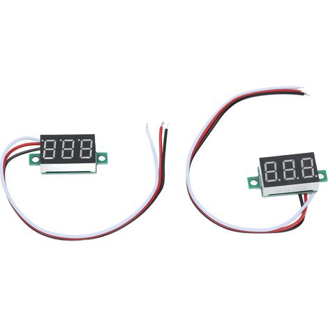 2Pcs Petit Voltmètre Numérique 3 Fils Testeur Tension DC 0.36in LED 0.00V-30.0V Protection Anti-Inversion (1/5)