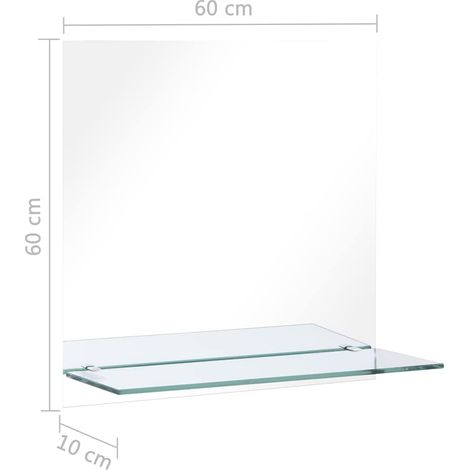 Miroir mural avec étagère Miroir déco / Miroir Salon 60x60 cm Verre trempé (1/5)