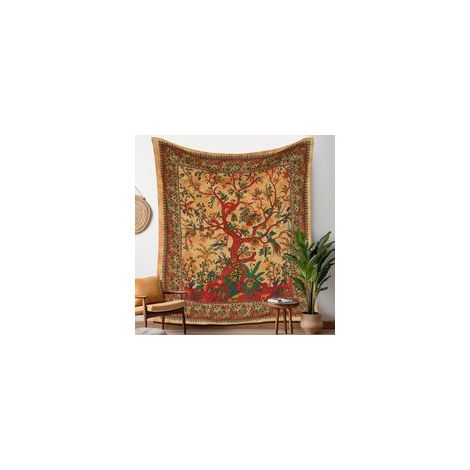 Jaune Arbre Tapisserie Indien Tissu Mural Tapestry Tenture Murale Tapisseries Bohème pour Décor Maison Salon et de la Chambre à Coucher- 150 x 230 cm