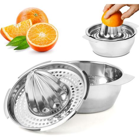 Presse agrumes manuel en inox, presse citron manuel, diamètre 13,8 cm, compatible lave-vaisselle, qualité professionnelle. (1/5)