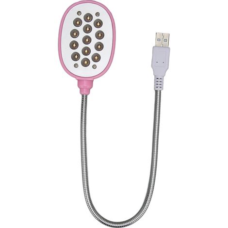 Lampe LED flexible USB rose, lumière douce pour lecture, travail et camping, 360 degrés, protection des yeux. (1/5)