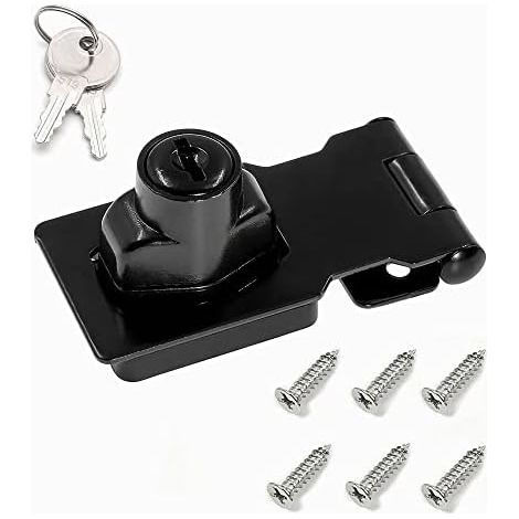 Cadenas à clé noir de 6,35 cm (2,5 pouces), verrou de meuble, verrou de meuble avec clés, cadenas à bouton tournant, pour tiroir, meuble