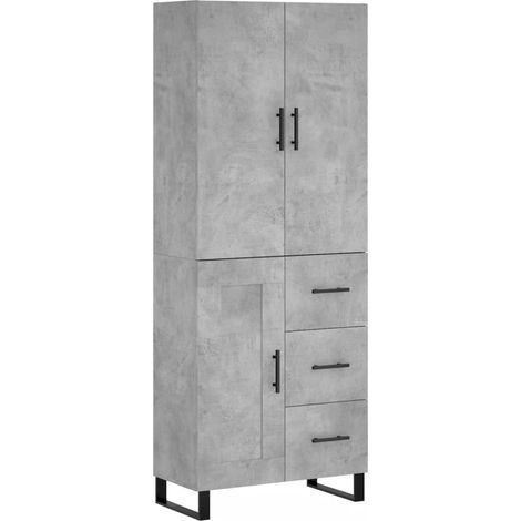 Credenza cassettiera mobile contenitore organizer cucina soggiorno salotto alto 695 x 34 x 180 cm legno ingegnerizzato grigio 020034553