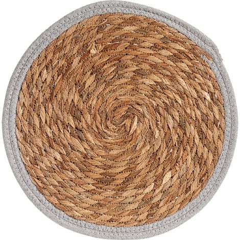 Tischset 35 cm, beige mit grauem Rand (1/5)