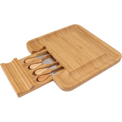 Plateau alimentaire en bambou avec vaisselle, plateau de service à fruits multifonctionnel coulissant pour la cuisine (1/5)