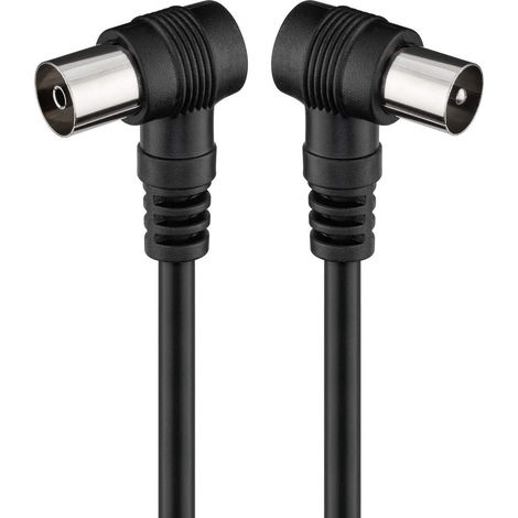 Wentronic Goobay 11526 - Cable coaxial de 2.5 m/Macho y Hembra/Conector Antena TV/Angulo 90 Grado/Negro (1/5)