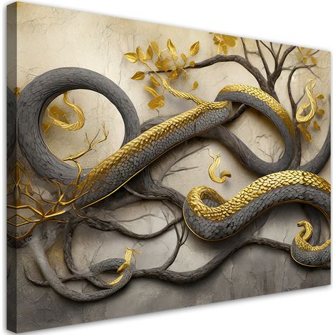 Tableau déco Or Serpent Branche Abstraite 100x70 (1/5)