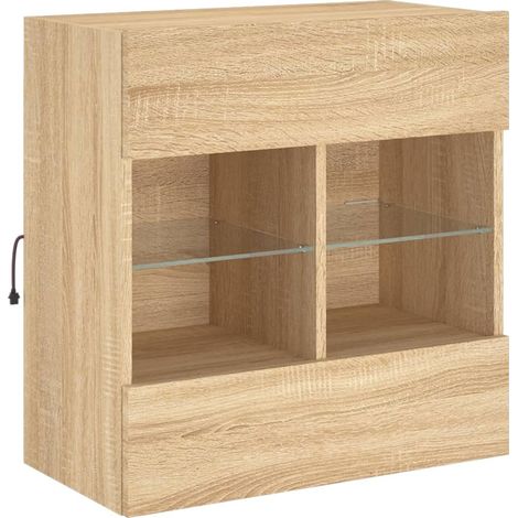Mobile TV multimediale scaffale per televisione televisione buffet sala da pranzo soggiorno camera da letto a parete con luci a LED rovere Sonoma 58,5 x 30 x 60,5 cm marrone 020028019