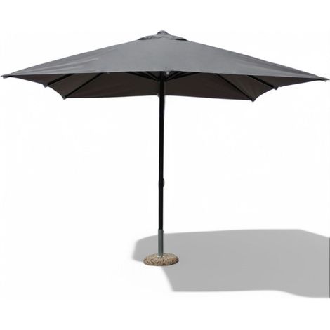 Ombrellone da giardino 3x3 m in alluminio nero con telo grigio e carrucola per esterno (1/5)