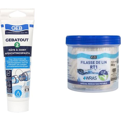 Pâte à joint Gebatout 125 gr et son Dévidoir de 80 gr filasse de lin RT1 - GEB (1/4)
