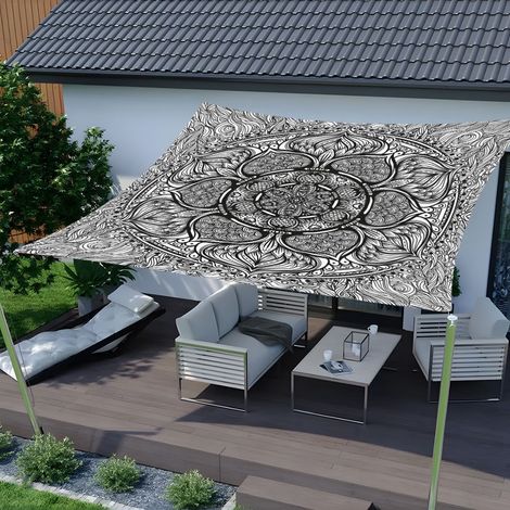Vela de sombra cuadrada impermeable, para exteriores, jardín y terraza (Escultura Mandala, 2x2 m) (1/5)