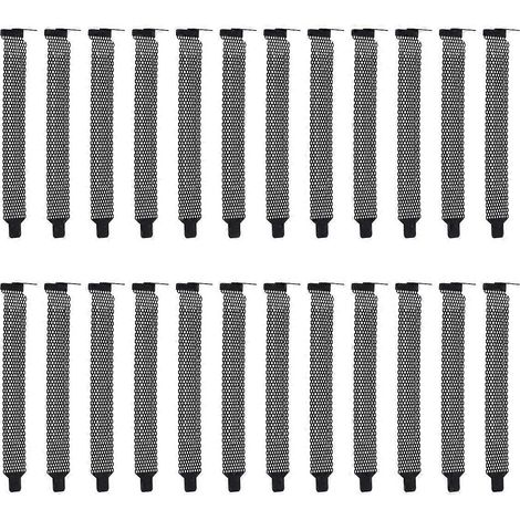 20 plaques de protection anti-poussière en maille métallique pour emplacements PCI de châssis d'ordinateur (noir)-12.10X1.90X0.50CM-Black