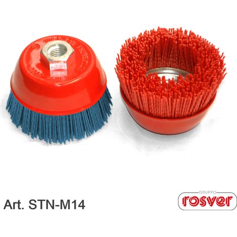 Spazzole in Nylon a Tazza M14 - Rosver - STN D.60 F.M14 Gr.80 - Rossa - Conf.1pz