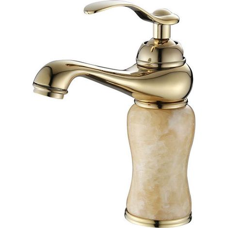 Robinet de lavabo vintage Robinet mitigeur d'évier de cuisine Robinet chaud et froid en pierre de topaze (1/5)