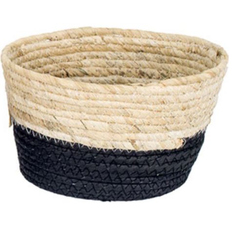 Petite Corbeille en jonc de mer - noir et naturel (1/2)