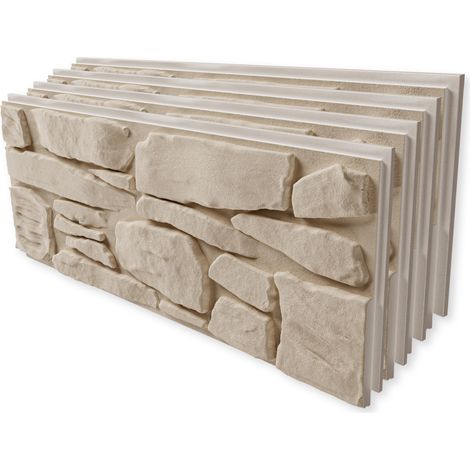 HEXIM Fassadenpaneele 121x50 cm - Steinoptik EPS Wandpaneel Acrylbeschichtung Innen & Außen: FP110, 3.63 QM / 6 Platten