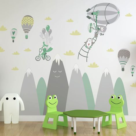 Stickers montagnes scandinaves animaux saltimbanques 40 x 60 cm (1/5)