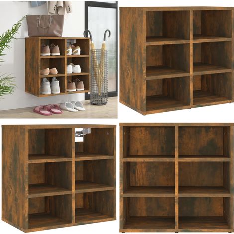 Armoire à chaussures Chêne fumé 52,5x30x50 cm - Rangement chaussures - Armoire bois (1/5)
