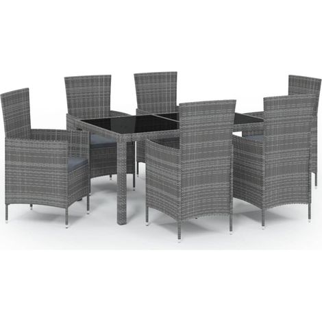 Maison Exclusive - Set da Pranzo per Esterni 7 pz con Cuscini in Polyrattan Grigio (1/5)