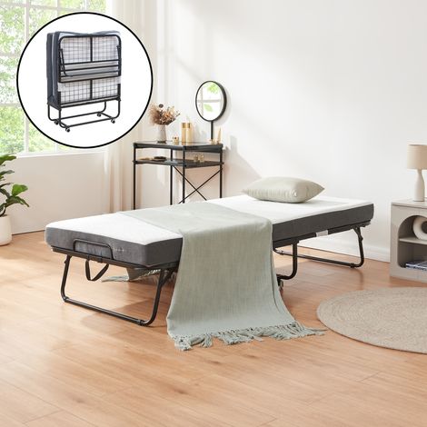 Letto Pieghevole Borjavle con Materasso in Schiuma a Memoria 90x200 cm Brandina Singola con Rotelle [en.casa] (1/5)