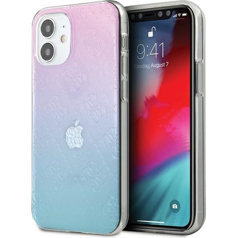 Funda rígida Guess GUHCP12S3D4GGBP para iPhone 12 mini de 5,4 pulgadas, color azul y rosa, con estampado 3D y compatible con 4G. (1/5)