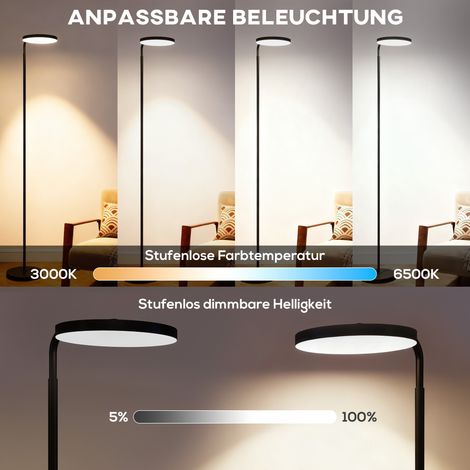 Lampadaire LED en métal noir avec télécommande magnétique, flexible et orientable