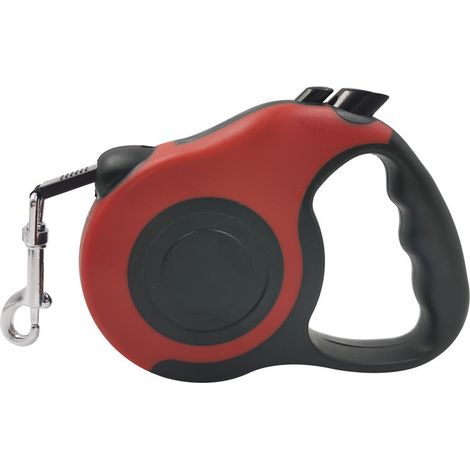 Einziehbare Haustierleine mit Druckknopfsteuerung, ergonomischem Griff und sicherem Laufgurt für Hunde, Katzen und Kaninchen, 5 m (16,4 ft), rot (1/5)