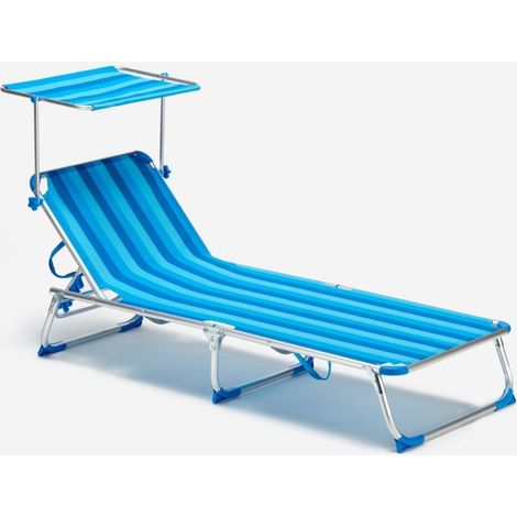 Tumbona plegable portátil de aluminio para playa y piscina California - Rayas azules