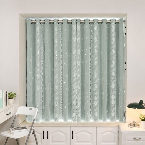 Rideau double occultant voilage Doukou Nianhua (Jeunesse Fleurie) pour largeur 2,1-2,6 m double rideau hauteur 2,7 m sans perçage 30 × 30 × 30 cm 1 kg – Livraison gratuite