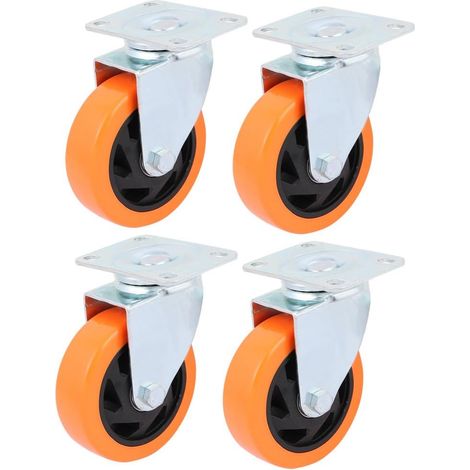4-Zoll-Dia-Einzelrad-Schwenkerdeckel-Festwagen-Laufrolle Orange 4St (1/2)