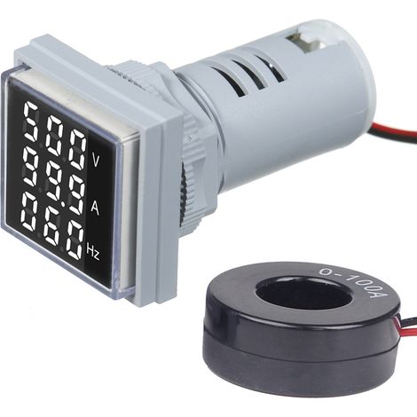 Mini indicateur panneau carré digital multimètre AC60-500V AC0-100A 20-75Hz afficheur LED 3 chiffres tension courant fréquence ampèremètre voltmètre fréquencemètre (1/2)