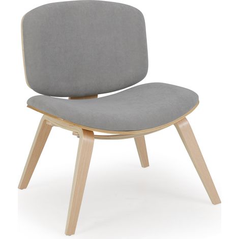 COSTWAY Modern Accent Chair Upholstered Side Chair with Curved Backrest-Natural (1/5)