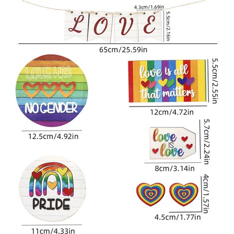 Holztablett (Typ B) – Tischdekoration, Partyartikel zum Thema LGBT, LGBT-Pride-Tag