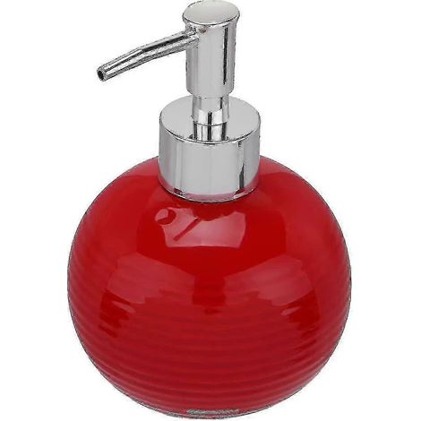 Distributeur de savon à pompe en céramique rechargeable 300 ml - rouge rond (1/5)