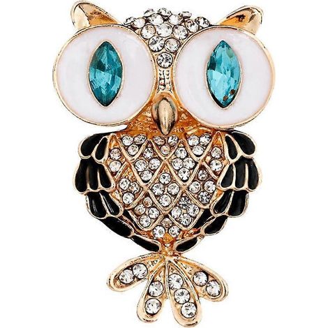 Diffuseur de parfum en métal en forme de hibou, diffuseur d'aromathérapie coloré en strass, décoration intérieure pour tableau de bord de voiture (doré)-4X2.8X2.8CM