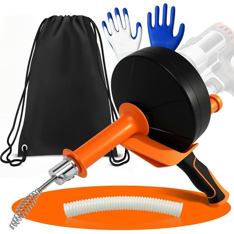 Furet Déboucheur Canalisation - 10M Furet Plomberie Flexible avec Gants, Sac de Rangement - Spirale de Nettoyage de Canalisations pour Cuisine, la Salle de Bain, l'Égouttement et l'Évier (1/5)
