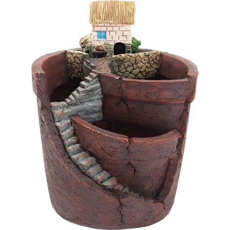 Pot de fleurs suspendu en imitation rotin avec motif en L