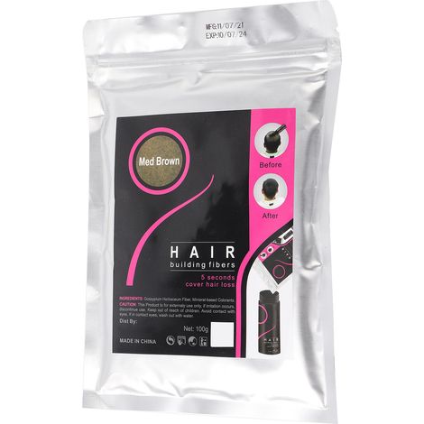 Cheveux Fibres Kératine Volumisantes, Épaississant Capillaire Anti-Chute, Correcteur de Calvitie, Cheveux Denses et Fournis, Brun Moyen (1/5)