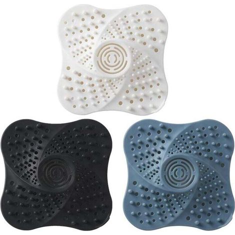 3 Pcs Protection de Drain de Silicone, Silicone Attrape Cheveux Douche, Filtre Evier de Cuisine avec Ventouse (1/4)