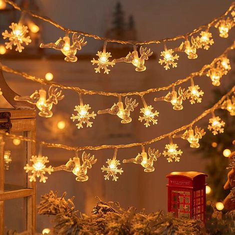 Guirlande Lumineuse Noël - 10 LED - 150 cm - Étanche PVC - Fonctionne sur Piles AA - Pour Décoration Intérieure et Extérieure (1/5)