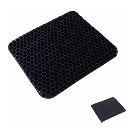 Coussin de Siège en Gel, Coussin de Gel Respirant avec Housse Antidérapant pour Voiture/Bureau/Fauteuil Roulant-Noir (1/4)