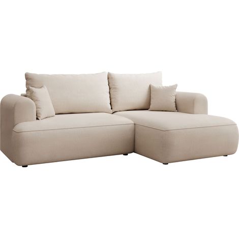 Selsey Ovo Mini - Eckschlafsofa rechtsseitig mit Stauraum, Easy-Clean-Chenille-Bezug, creme (1/5)