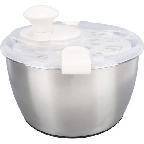 Centrifuga per insalata in acciaio inox - Ciotola asciuga verdure - Alimentazione sana - Facile da usare - Capacità 5 litri - Argento (1/5)