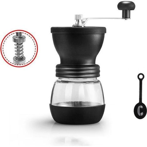 Moulin à café manuel portable en céramique avec mouture réglable pour expresso, cafetière à piston et café filtre, idéal pour la maison, le bureau et les voyages.-AquaForge (1/4)