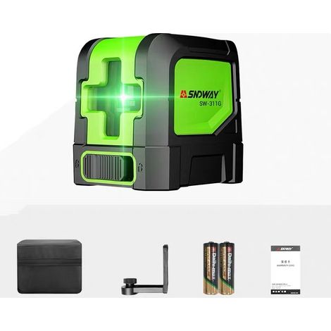 Niveau laser automatique, ligne laser croisée verte, verticale et horizontale pour accrocher et construire des images, y compris support rotatif magnétique et boîtier portable.