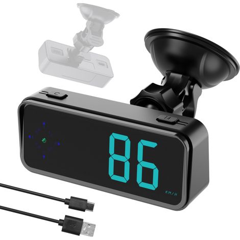 Sistema GPS pantalla frontal, velocímetro digital (km/h/mph), LED a color, reloj, indicador dirección, alarma exceso velocidad (automóviles, camiones, SUV, autocaravanas)