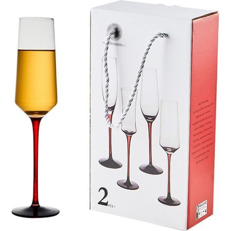 Verres à champagne en cristal élégants (lot de 2, 25,5 x 5 cm) avec anses fines et délicates, parfaits pour servir les vins rosés et (1/5)